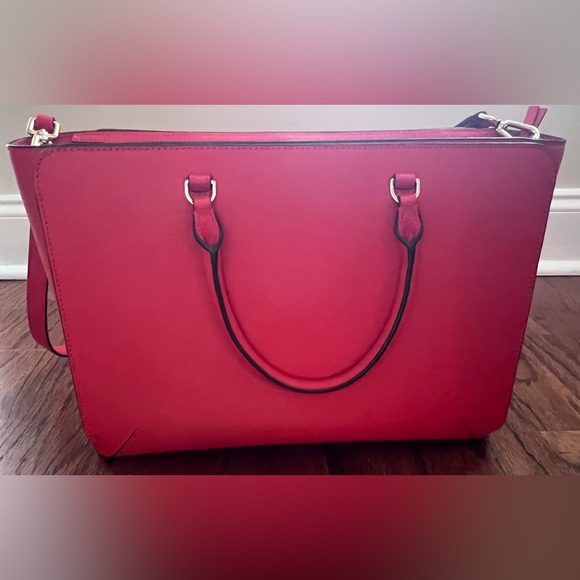 Tory Burch Emerson Poppy Orange Zip Tote Bag - Picture 13 of 16